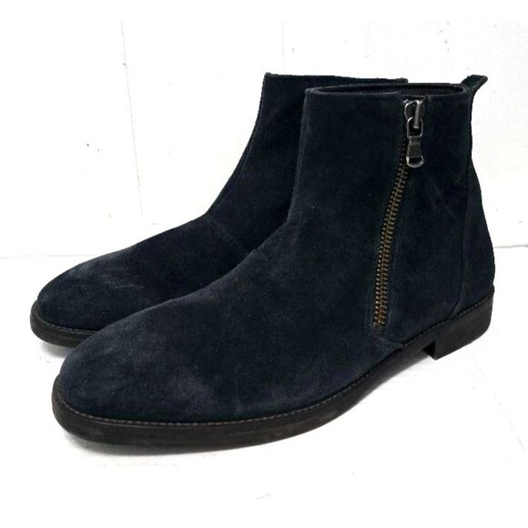 John Varvatos Dark Gray Velvet Mitchell Raw Edge Side Zip Boot Men' Size 9.5 USA - Picture 1 of 12